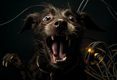 Elektrokabelbissverletzung bei Hunden